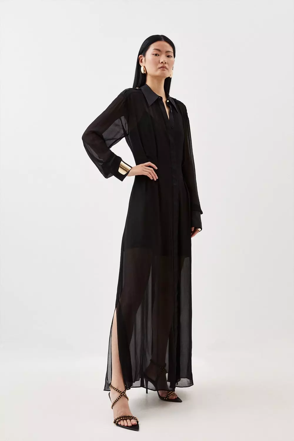 Sheer maxi store shirt dress