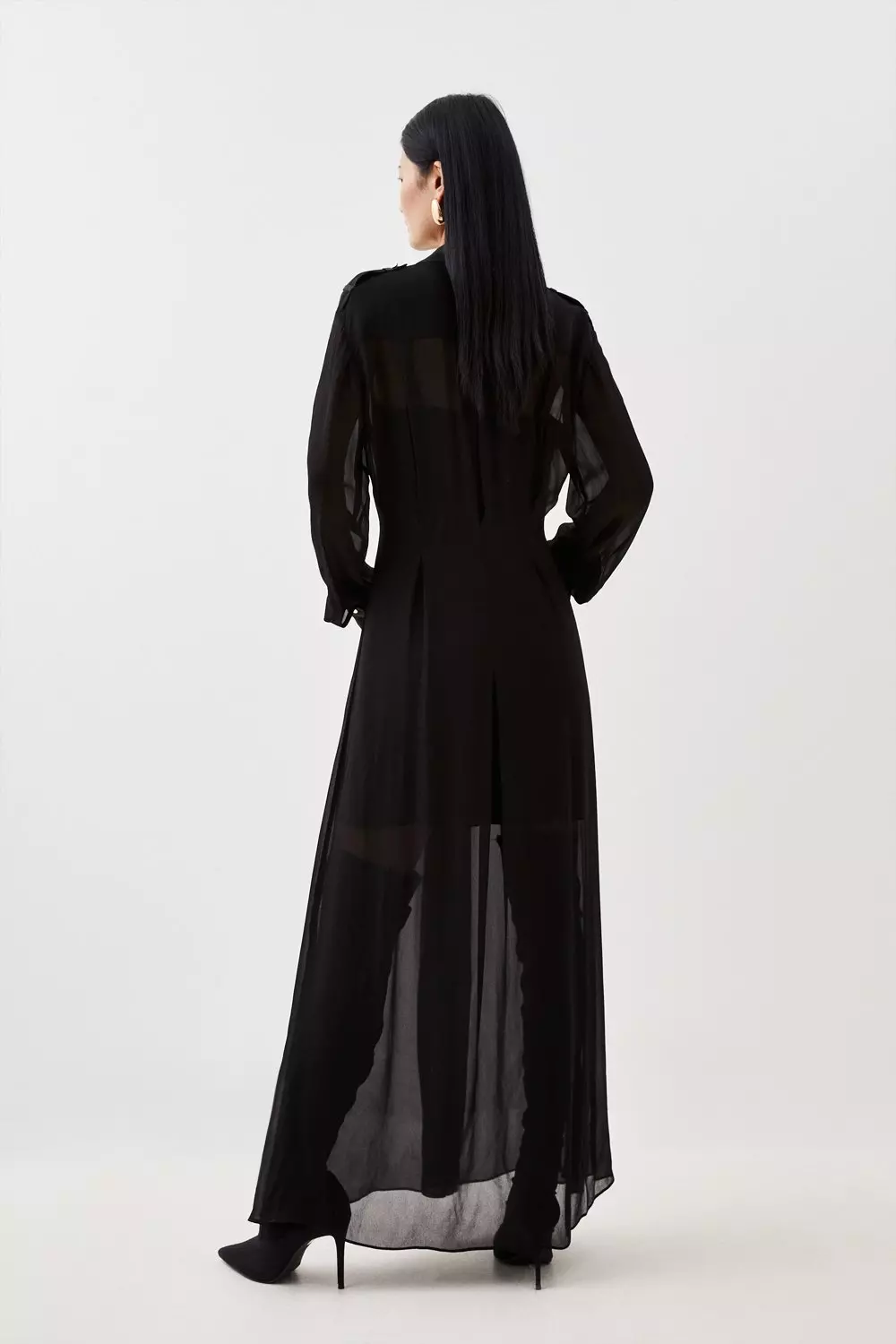 Petite Sheer Woven Maxi Shirt Dress Karen Millen