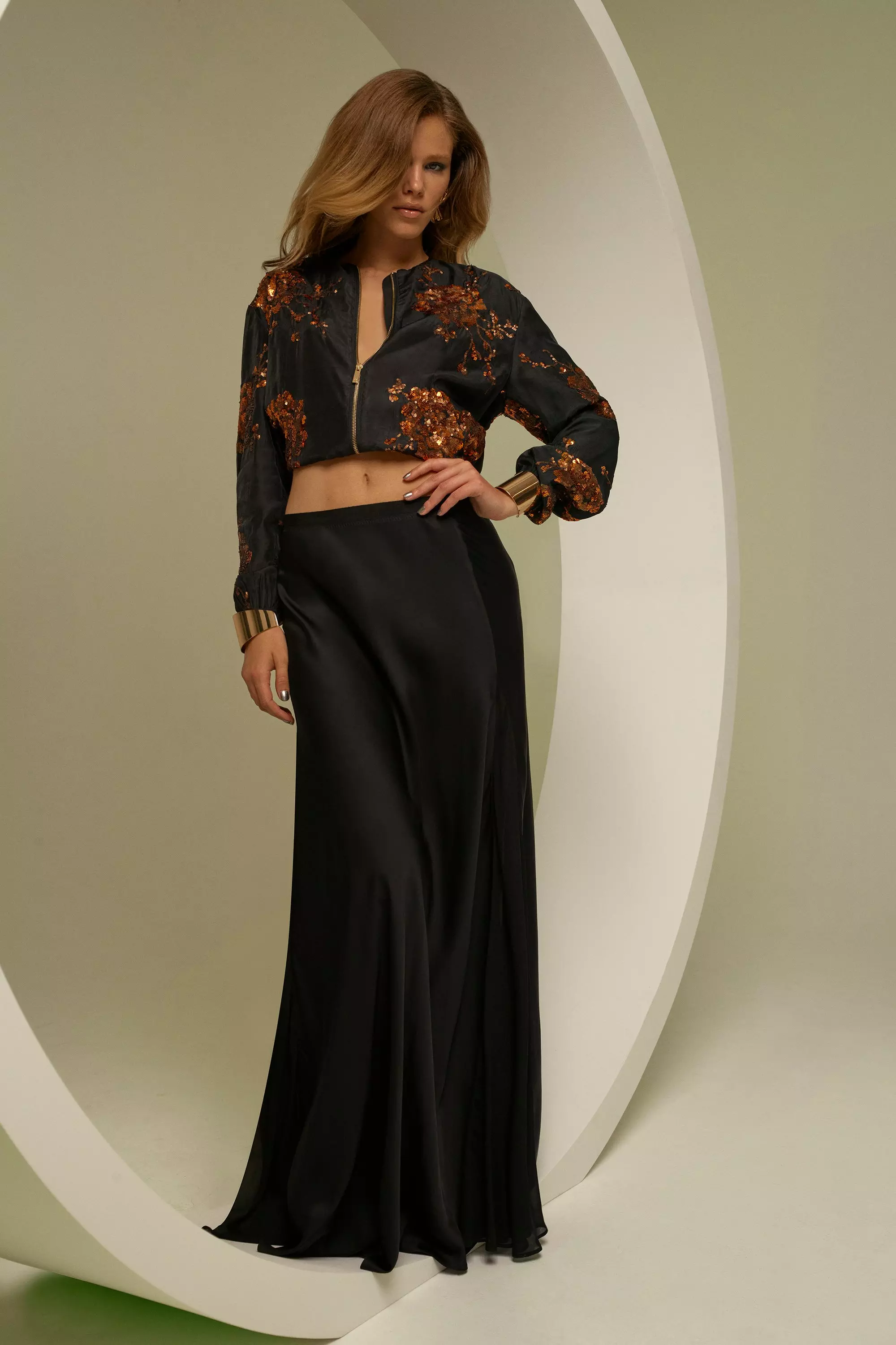 Black georgette maxi skirt sale