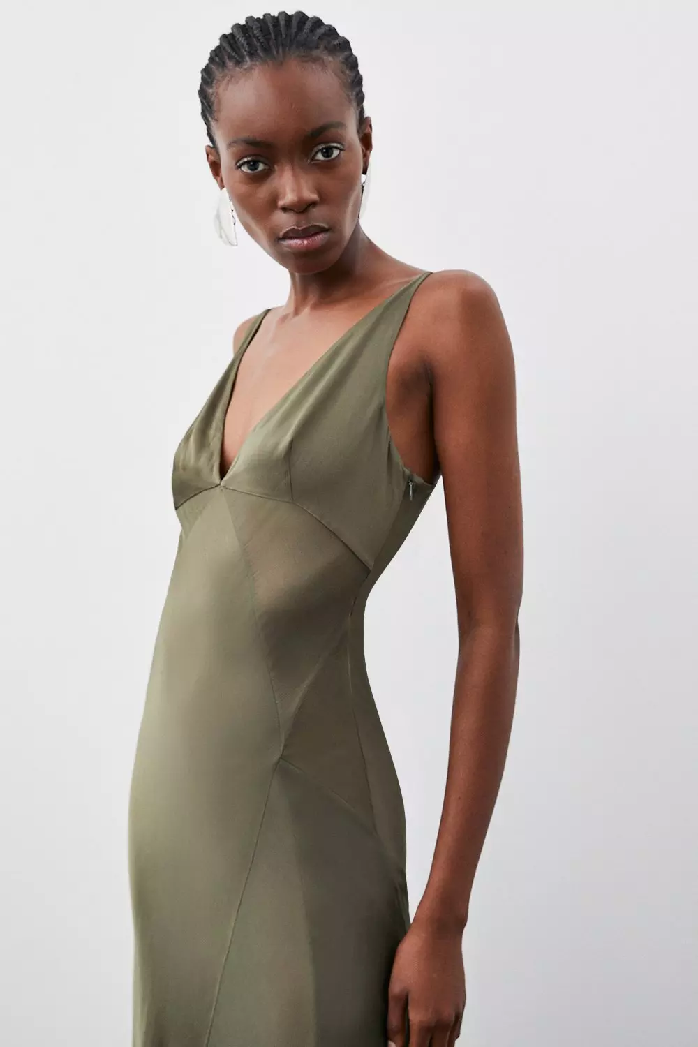 Topshop khaki discount slip dress