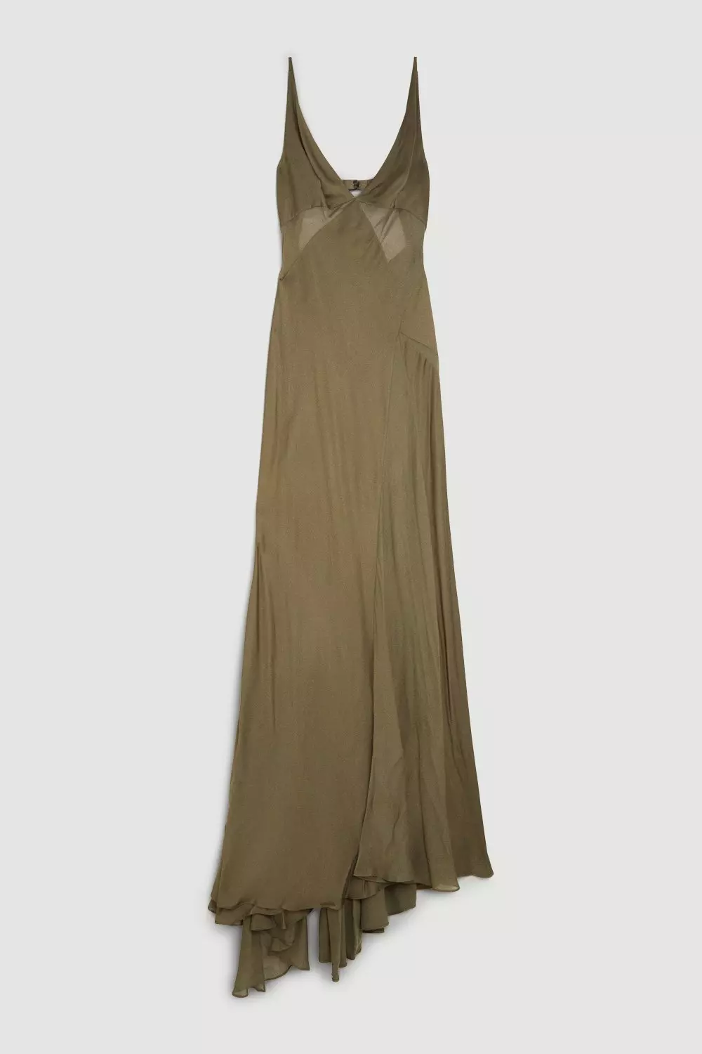 Sheer Panelled Satin Woven Maxi Dress | Karen Millen