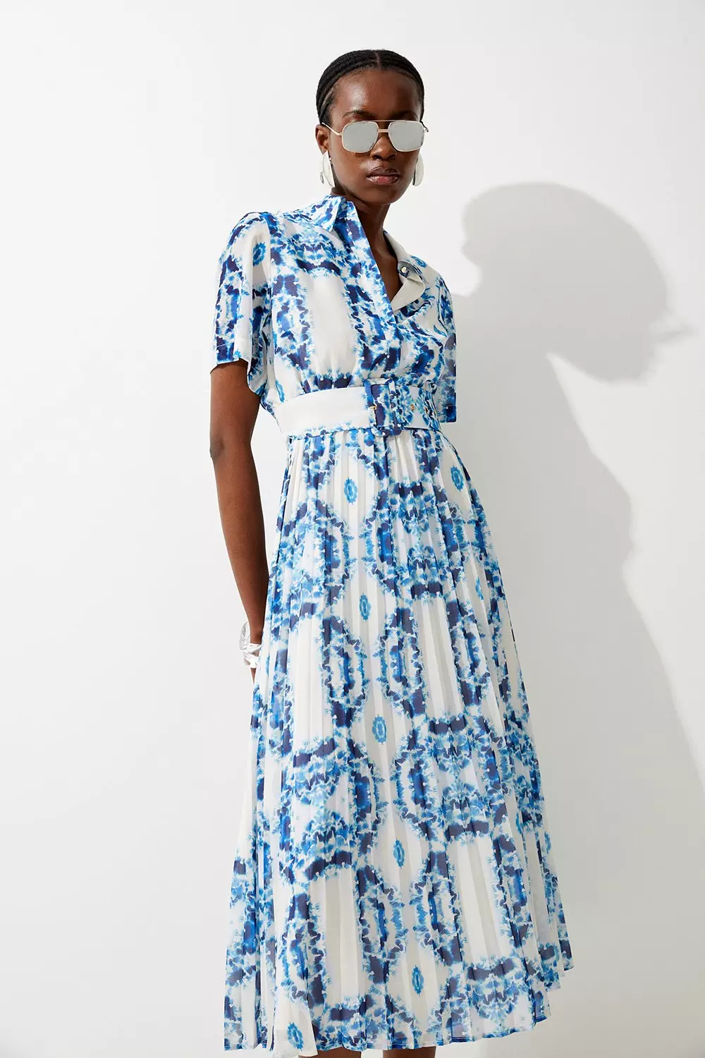 Blue tile print dress sale