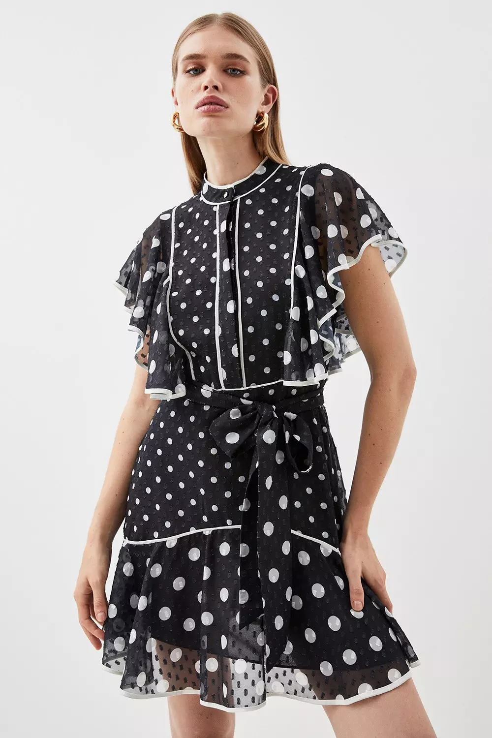 Polka dot clearance ruffle mini dress