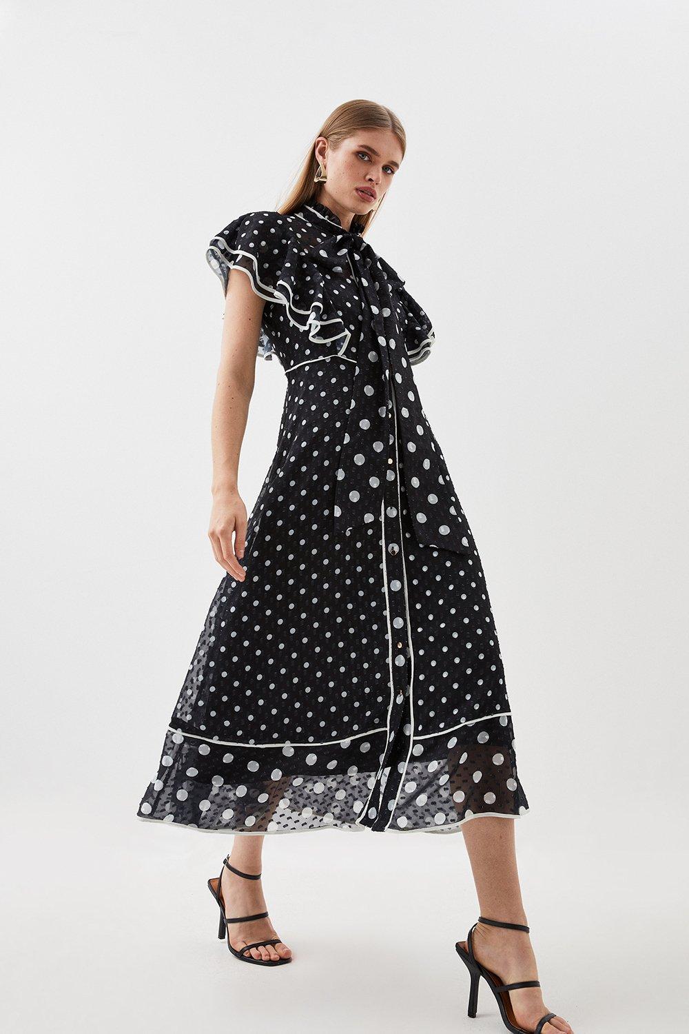 Karen millen polka 2024 dot maxi dress