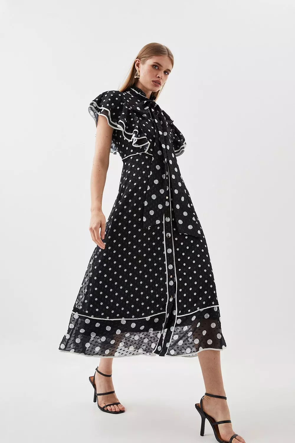 Zara polka dot ruffle 2024 dress