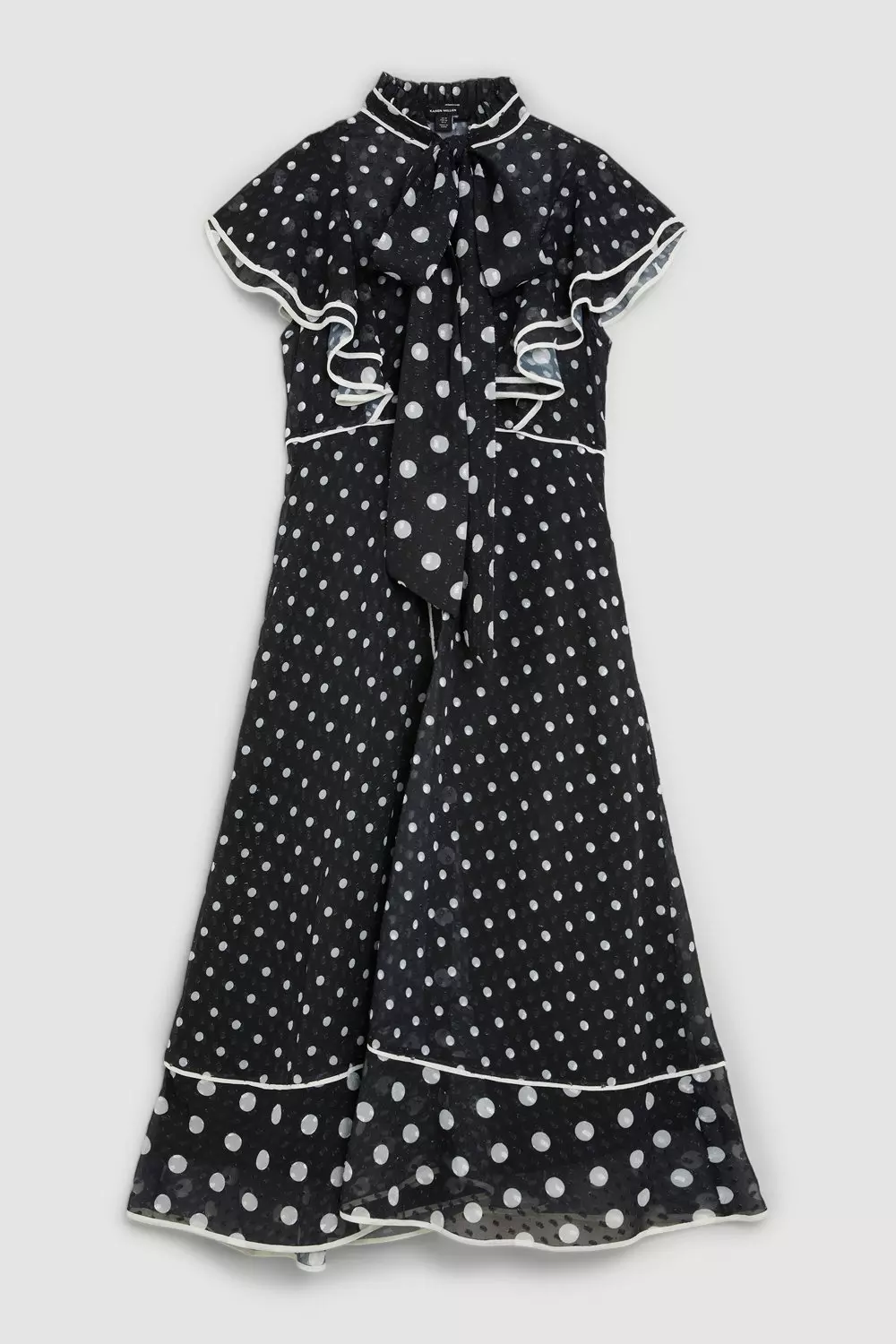 Karen Millen Womens Mixed Dot Ruffle Georgette Blouse