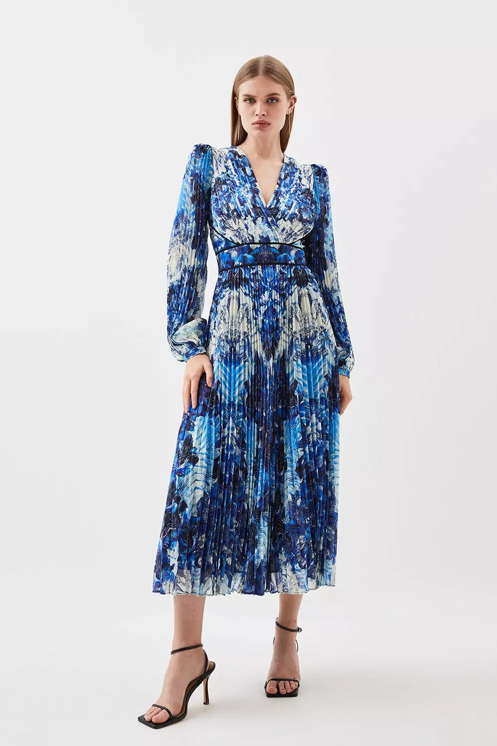 Karen millen floral store pleated midi dress