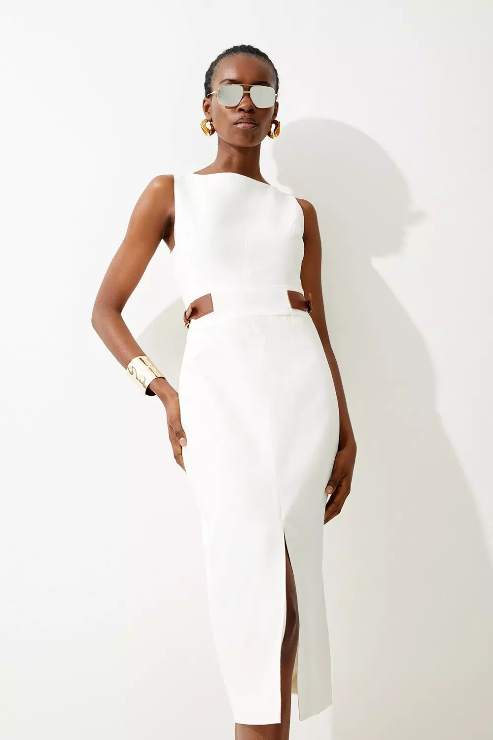 White midi dress with split sale