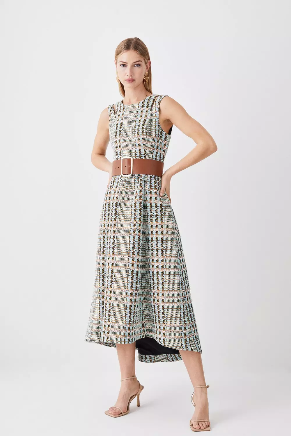 Karen millen tweed a line clearance dress