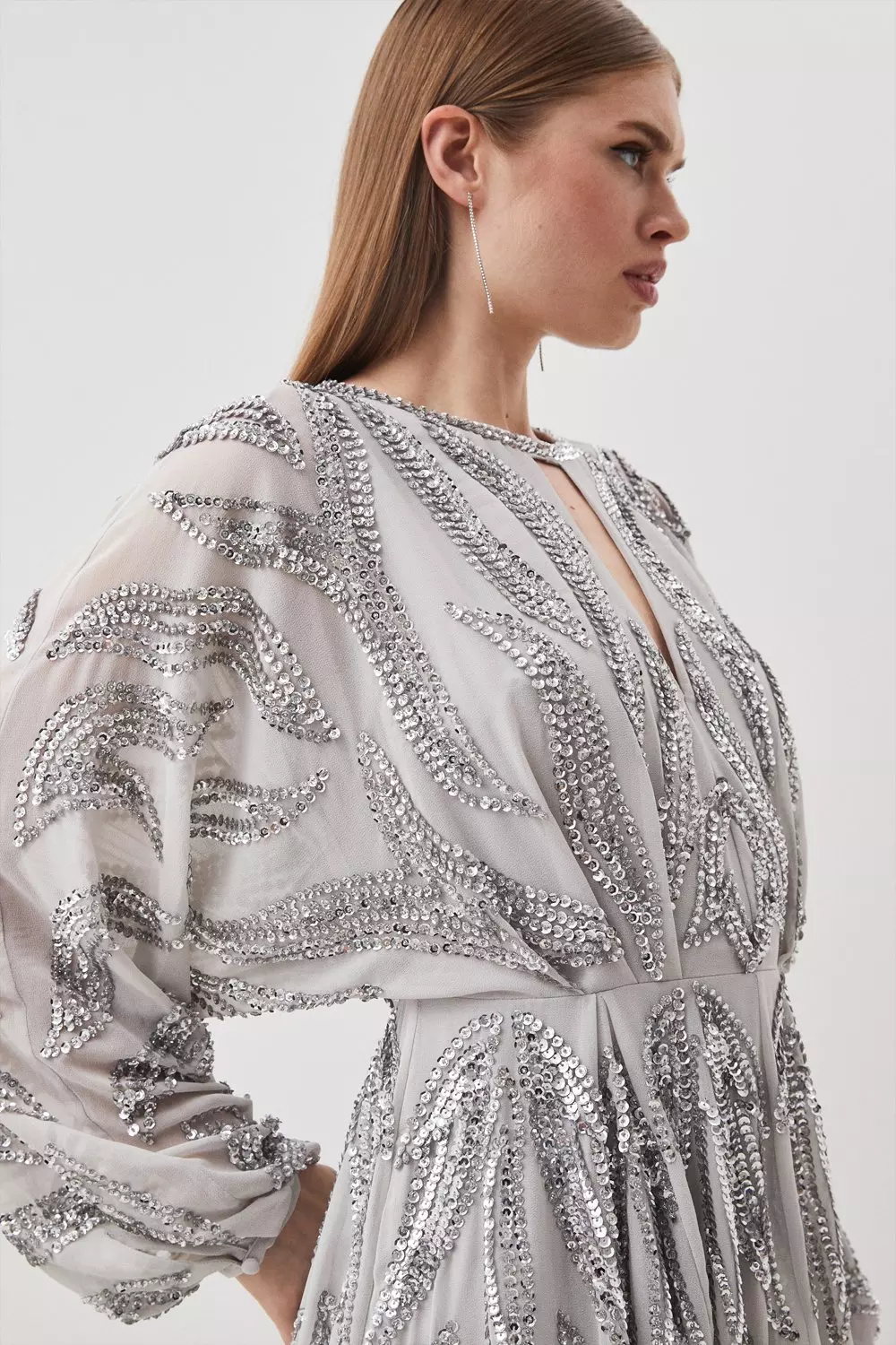 Silver sequin 2024 kimono dress