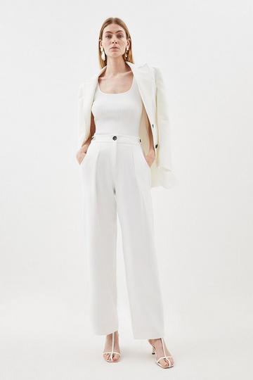 Compact Stretch Tailored Straight Leg Trouser ivory