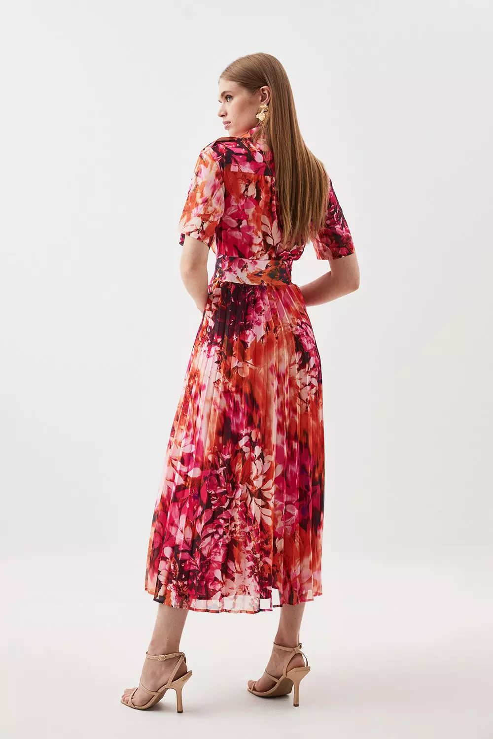 Karen millen floral pleated midi clearance dress