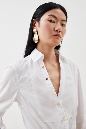 Shirt Wrap Button Detail Woven Bodysuit white