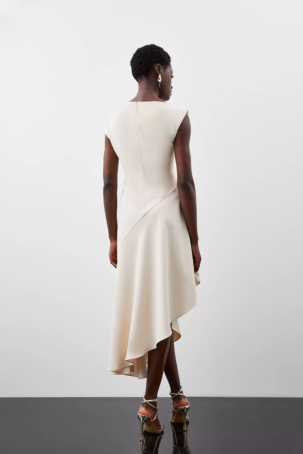 Asymmetric Hem Detail Cap Sleeve Dress Karen Millen