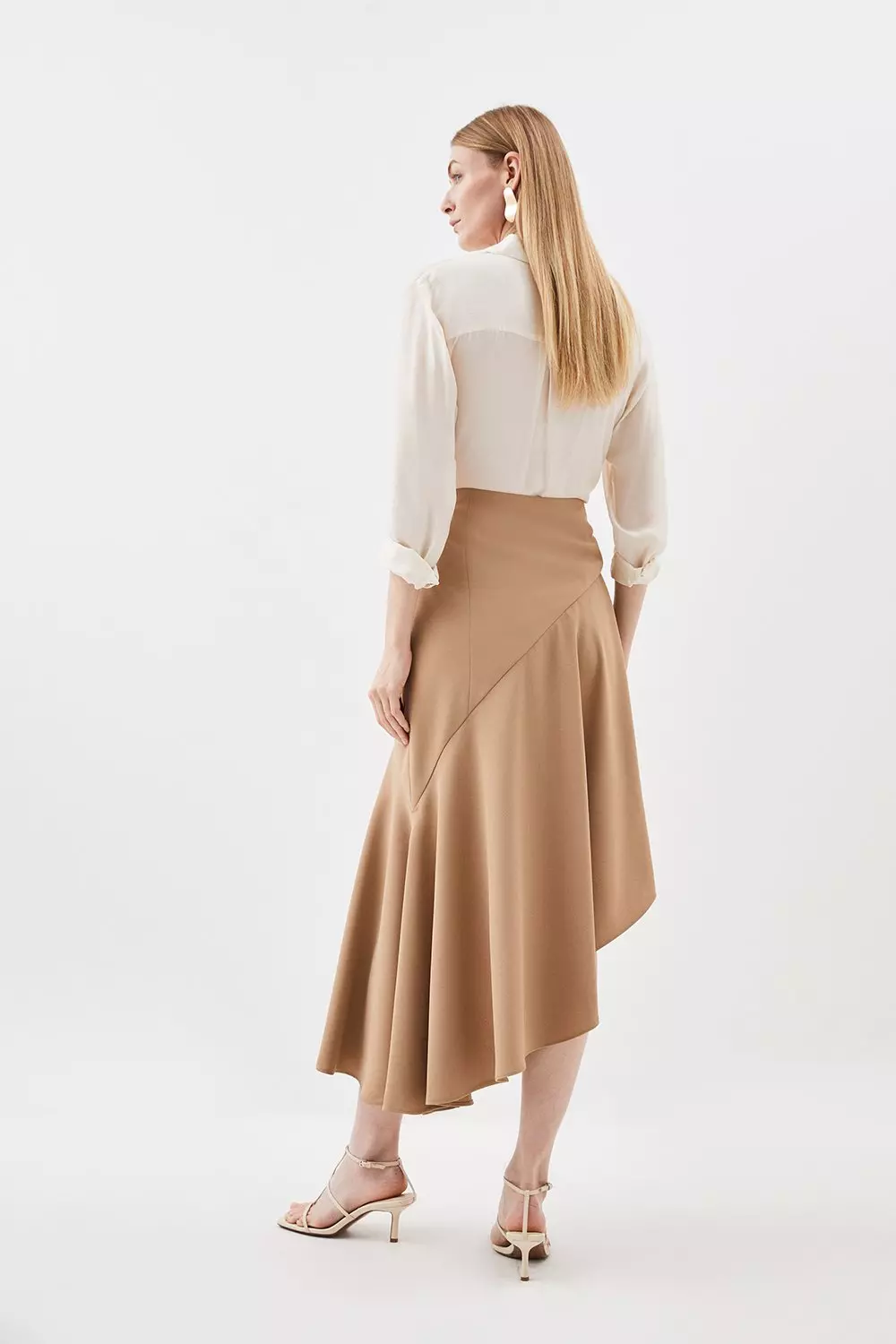 Tailored Asymmetric Hem Detail Skirt