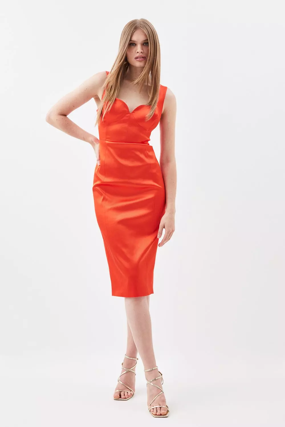 Karen millen outlet orange midi dress