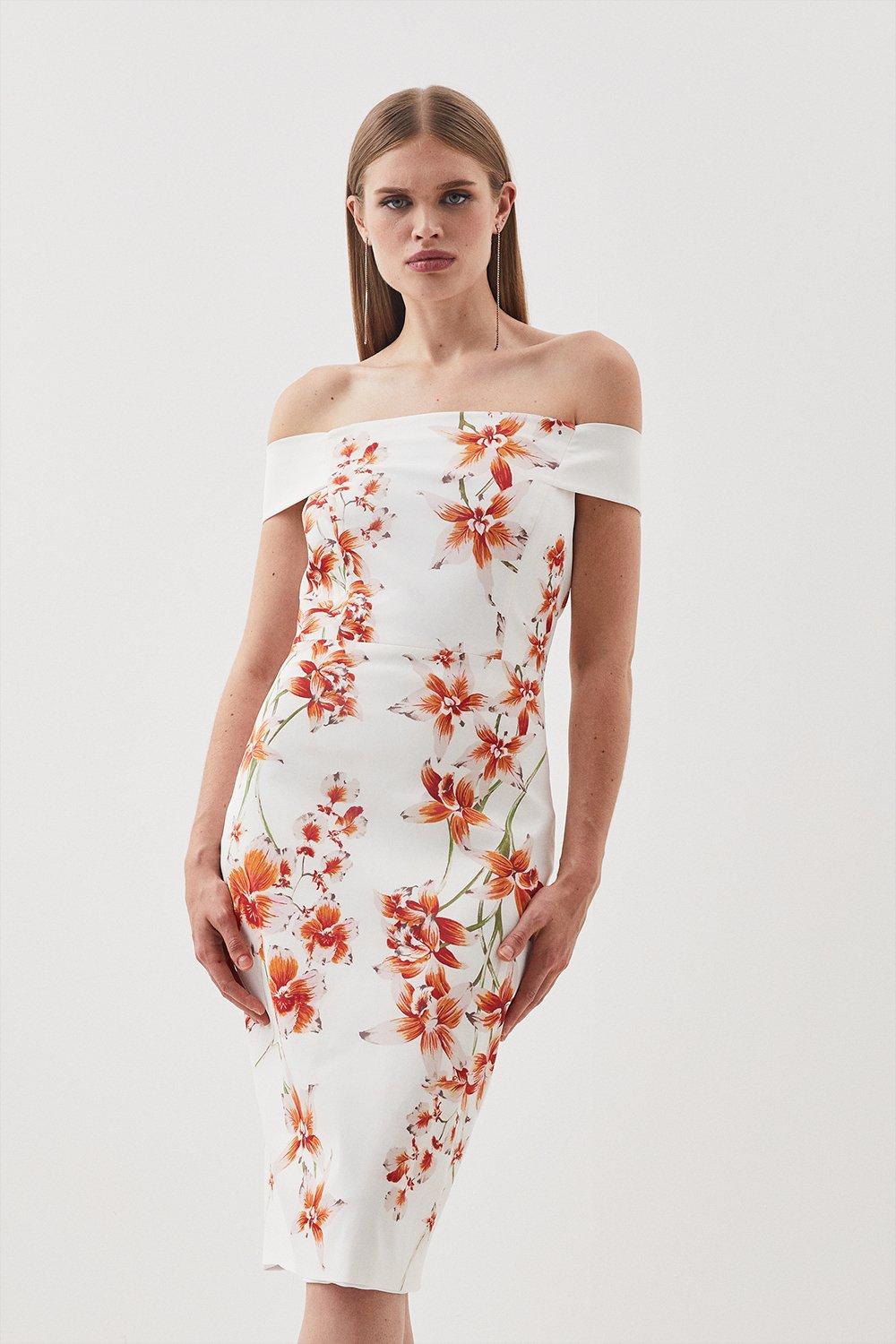 Karen Millen Iris Floral Ruched Tummy Control Mesh Jersey Bodycon Shor –  Quality Brands Outlet