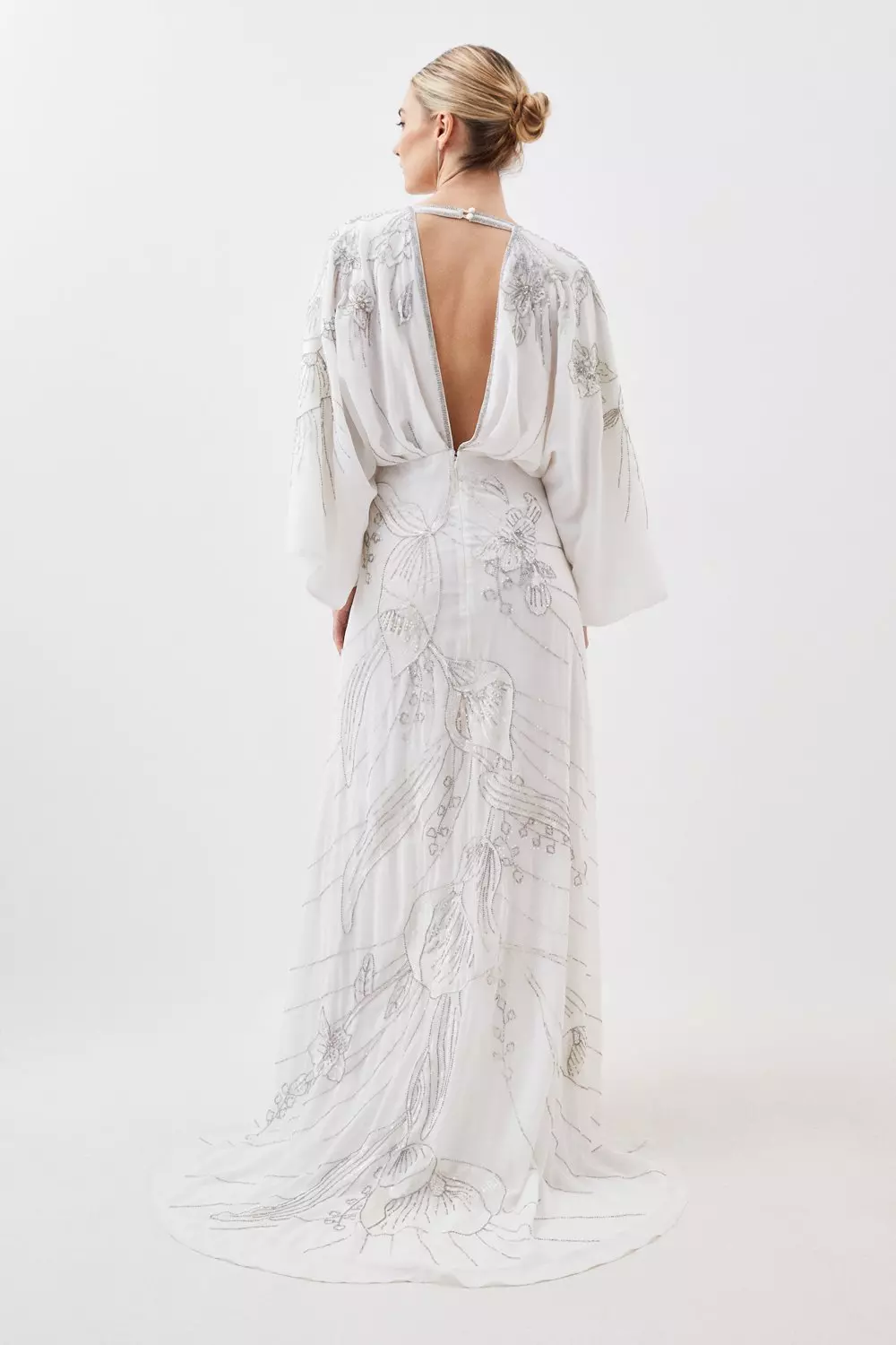 ASOS DESIGN satin long sleeve maxi dress with lace applique detail