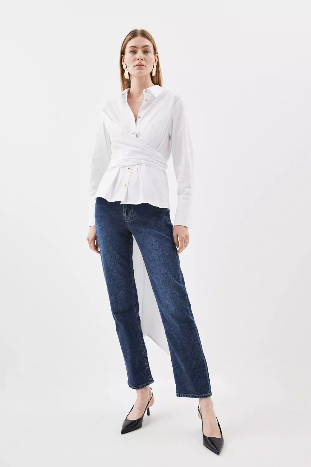 Cotton Poplin Self-Tie Shirt - Women - Ready-to-Wear