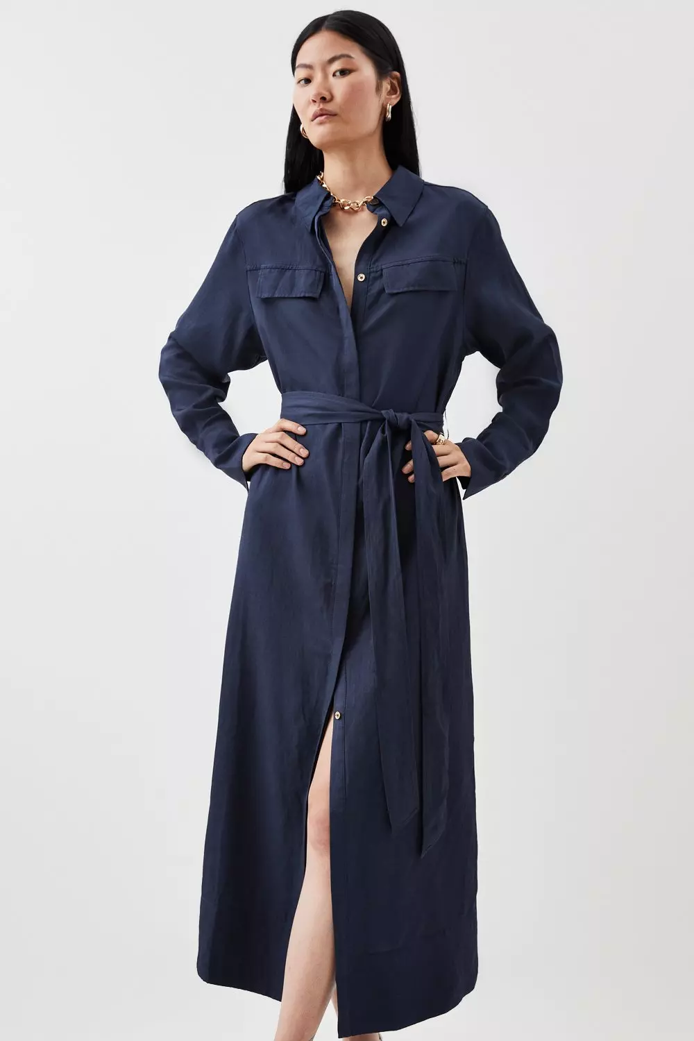 Midi shirt clearance dress with sleeves