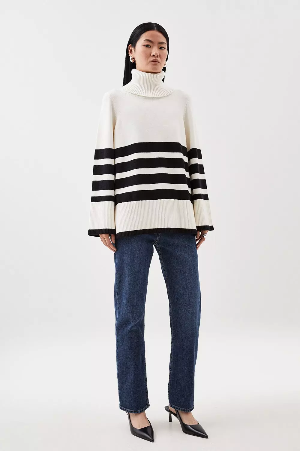 Striped Split Hem Knit Sweater | Karen Millen