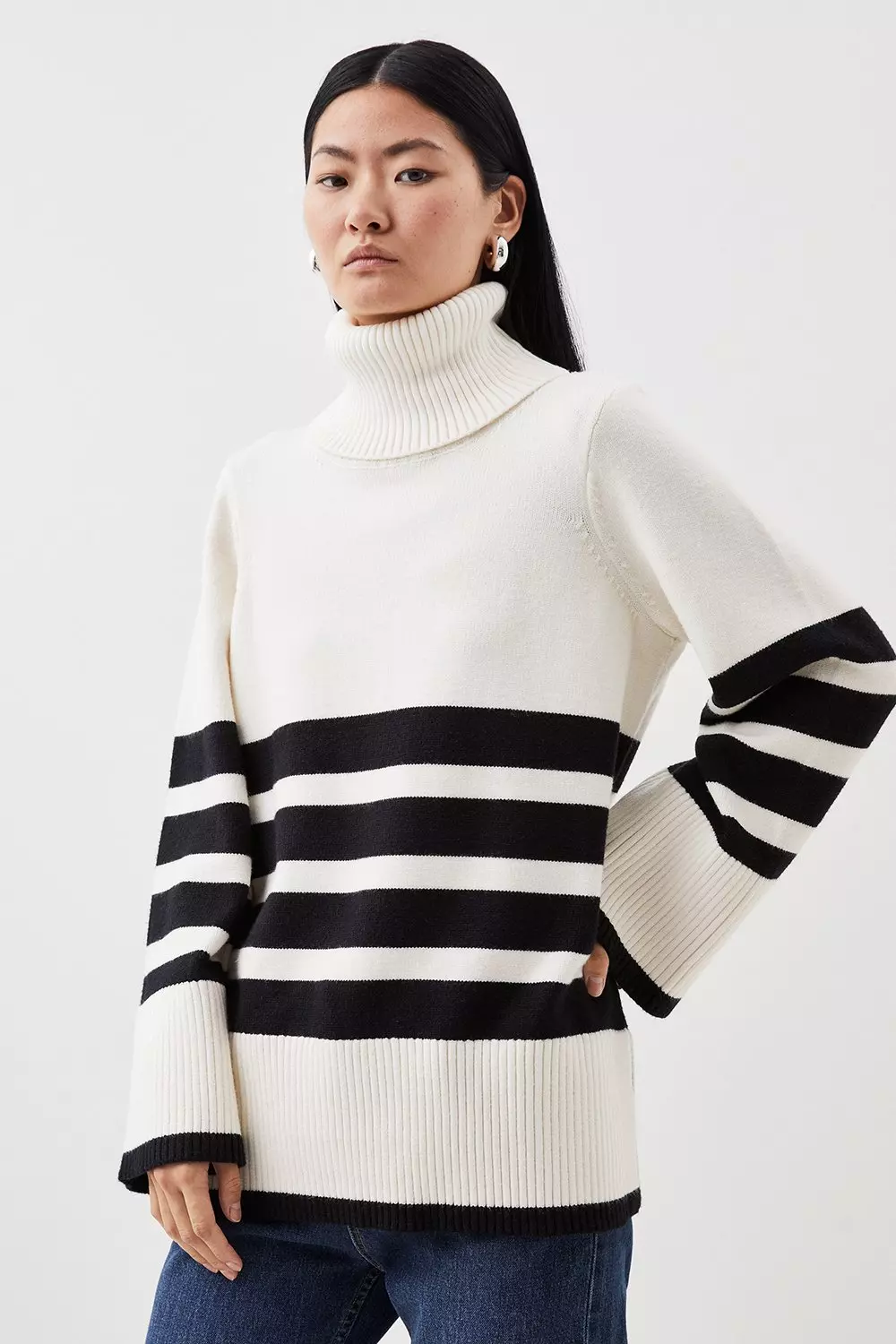 Millen Hem Knit Striped Sweater Split | Karen