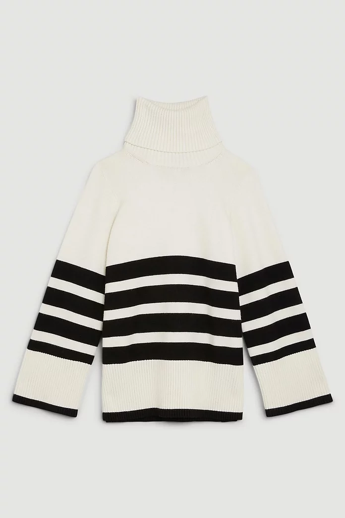 Striped Split Hem Knit Sweater | Karen Millen