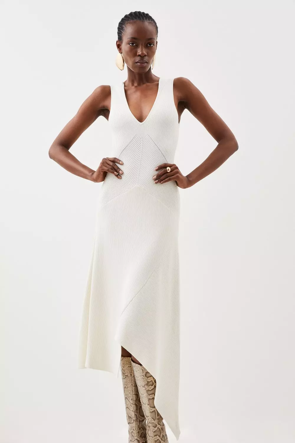 Asymmetric hem midi store dress