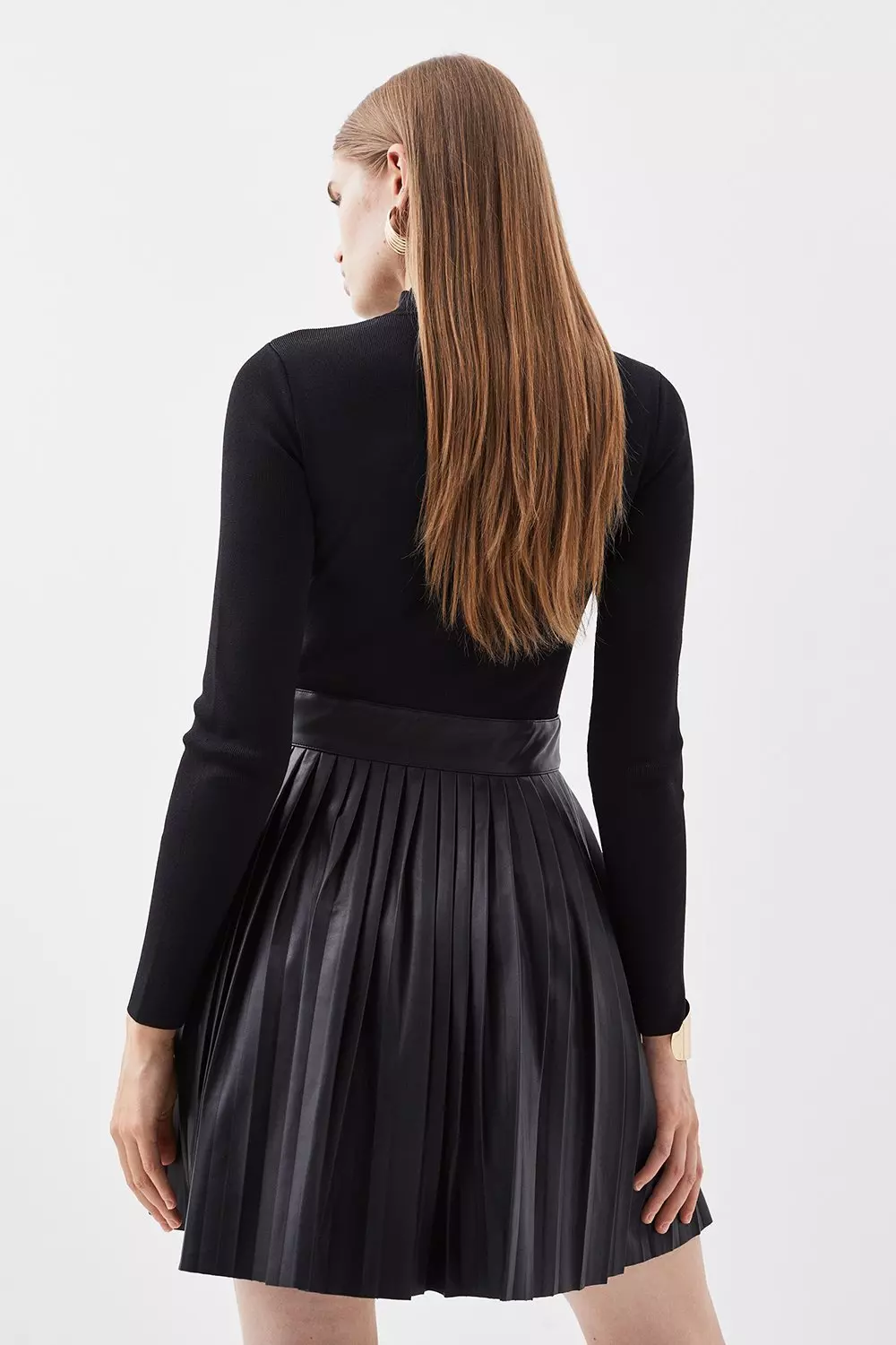 Leather look outlet skater dress