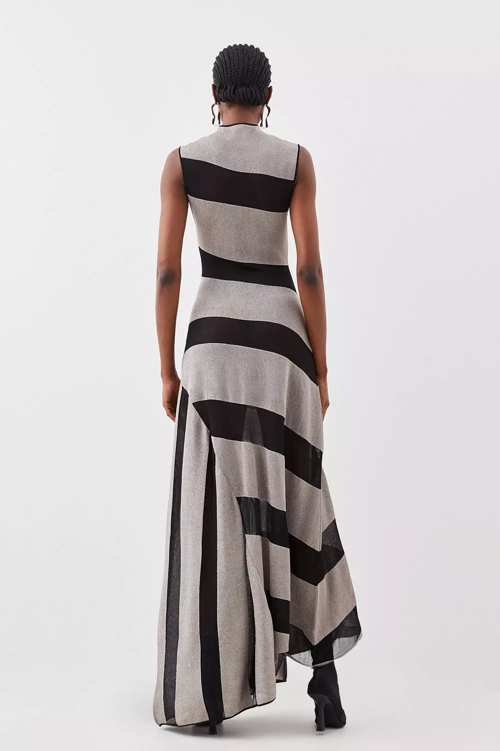 Grey striped hot sale maxi dress