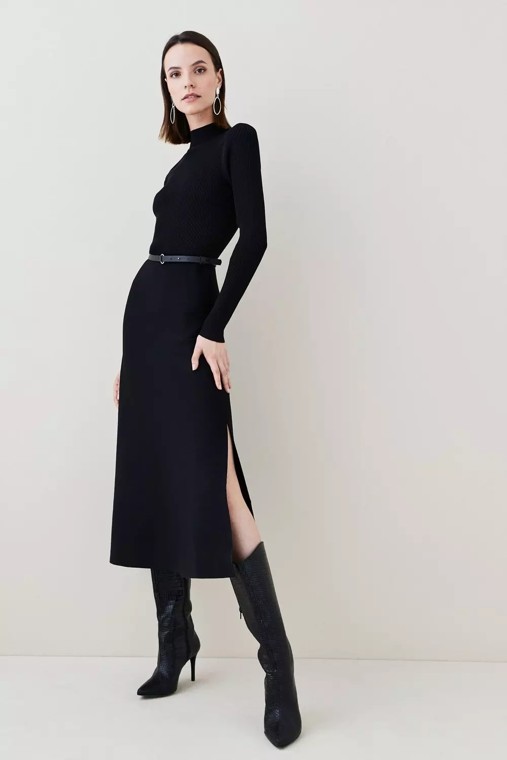 Petite ribbed hot sale midi dress