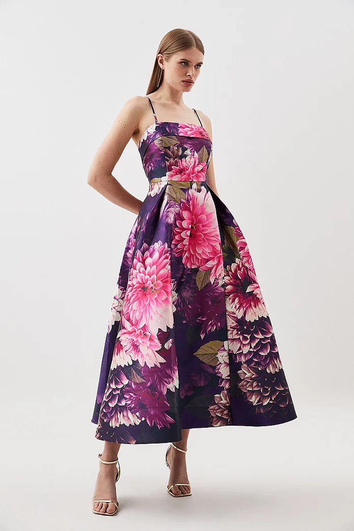 Exploding Floral Split Front Midaxi Prom Dress | Karen Millen