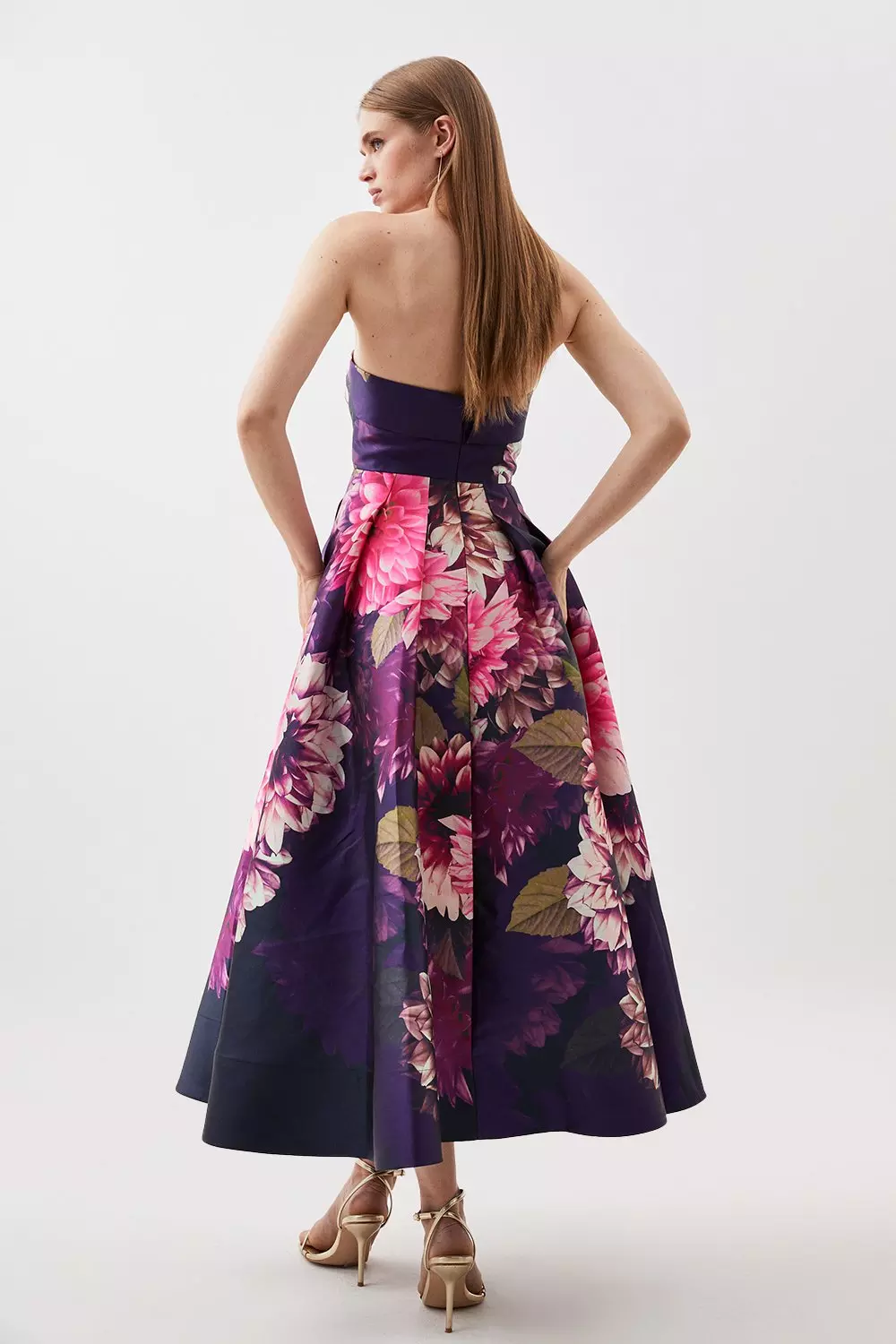 Exploding Floral Split Front Midaxi Karen Prom Millen Dress 