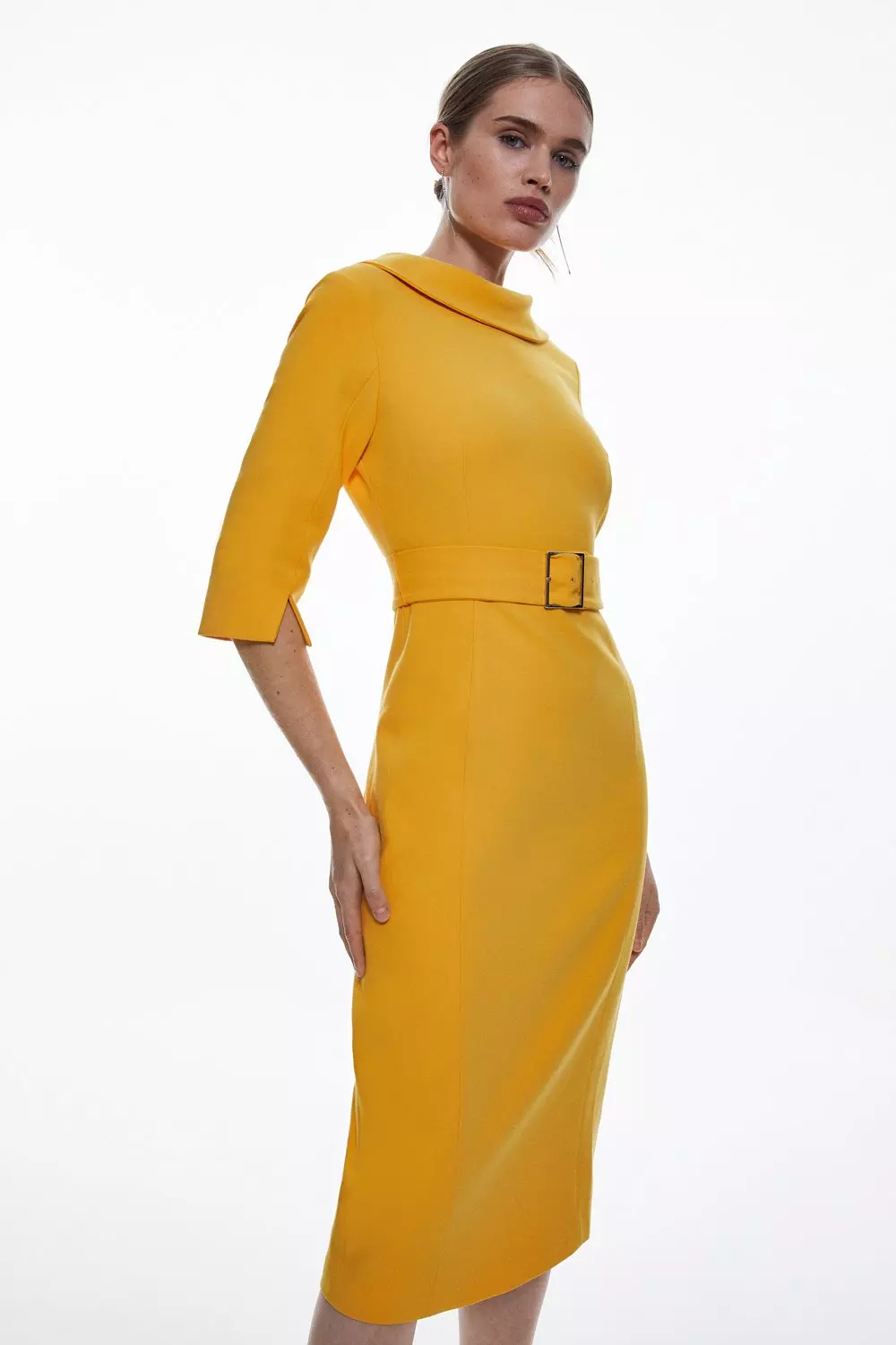 Karen millen shop yellow midi dress