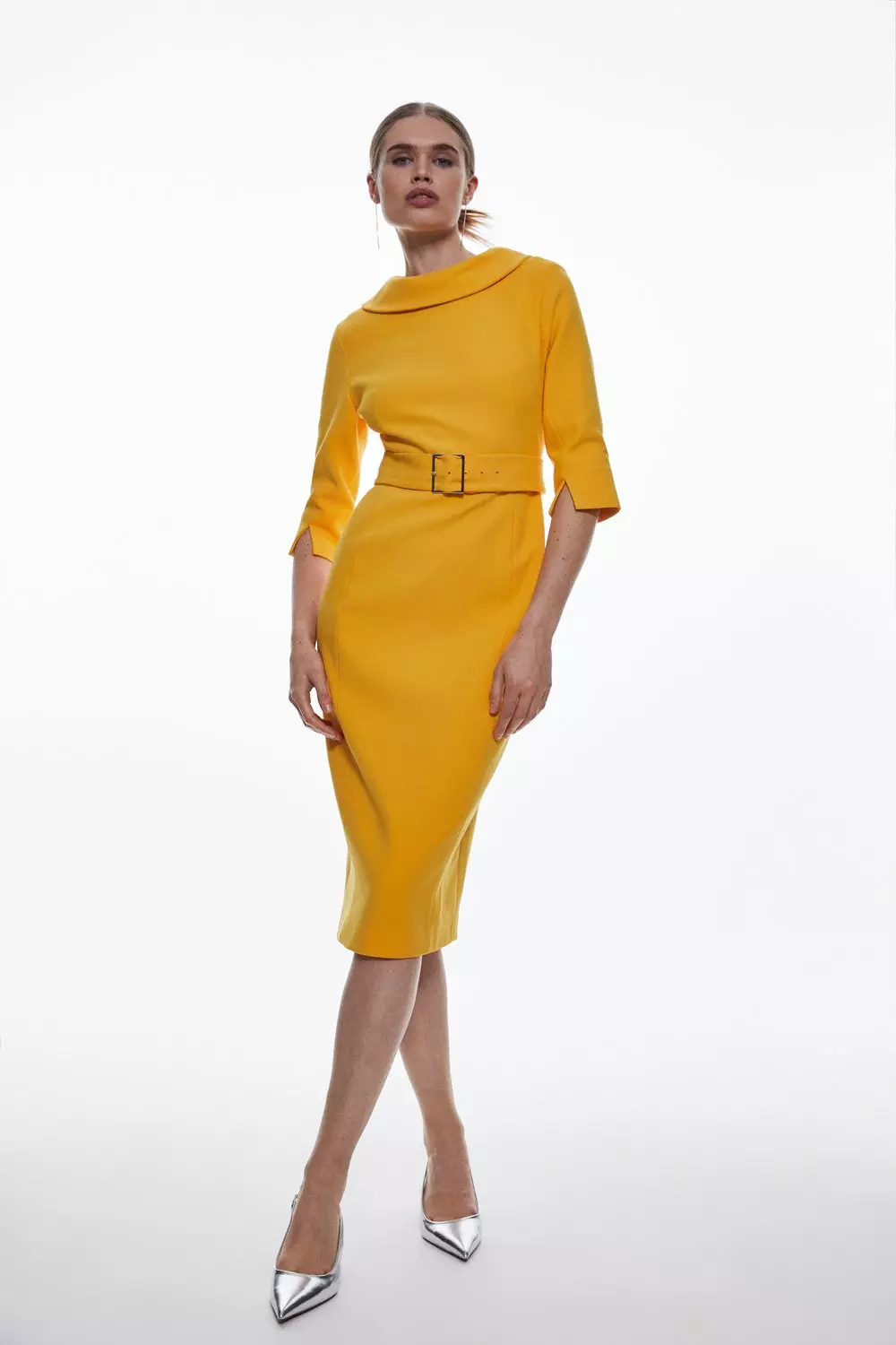 Mustard yellow outlet pencil dress