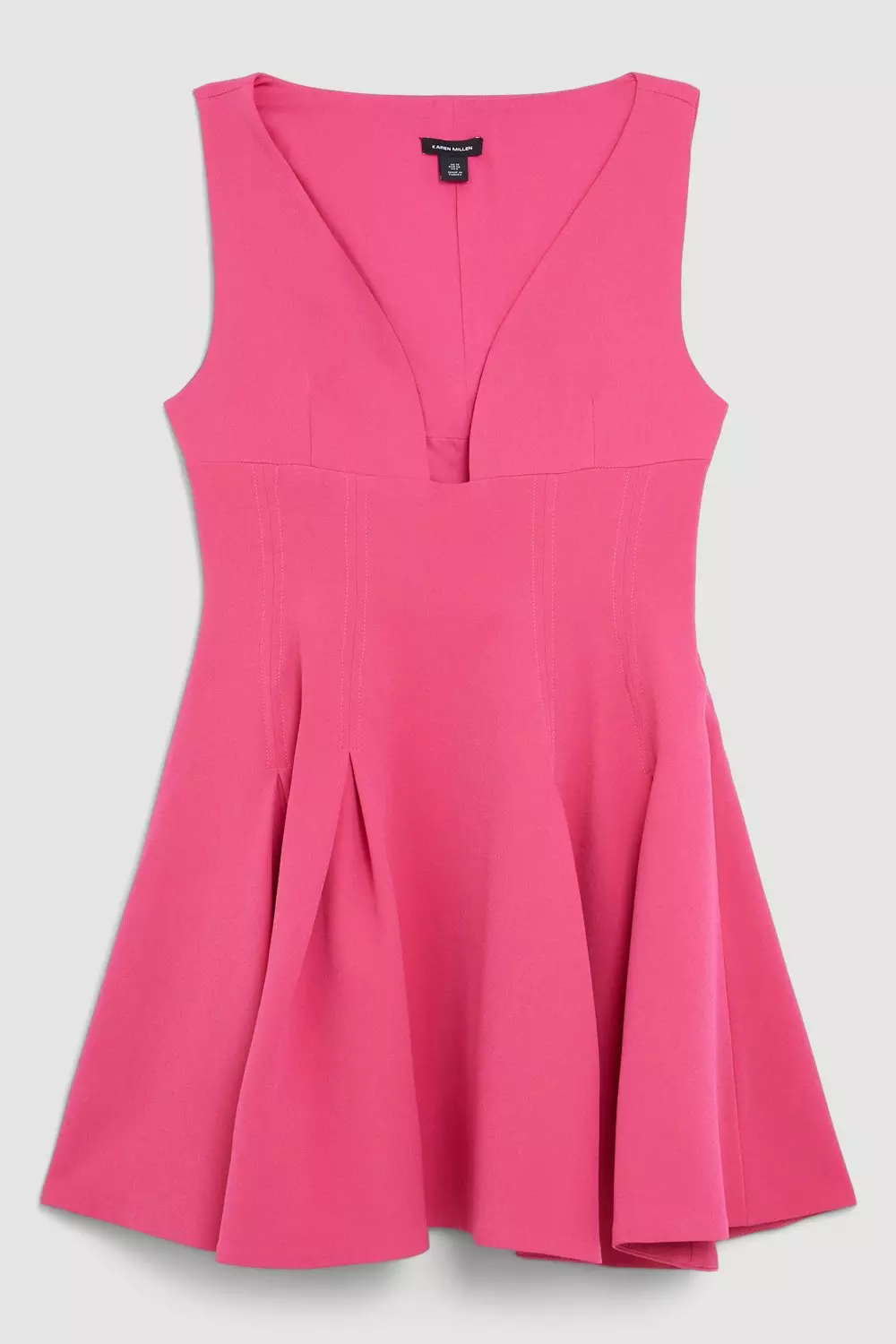 Compact Stretch Fit And Flare Mini Dress | Karen Millen