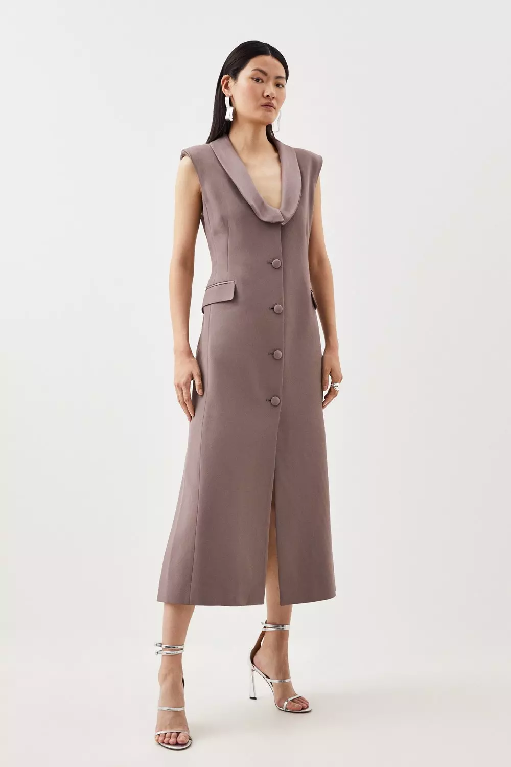 Karen millen maxi tuxedo hot sale dress