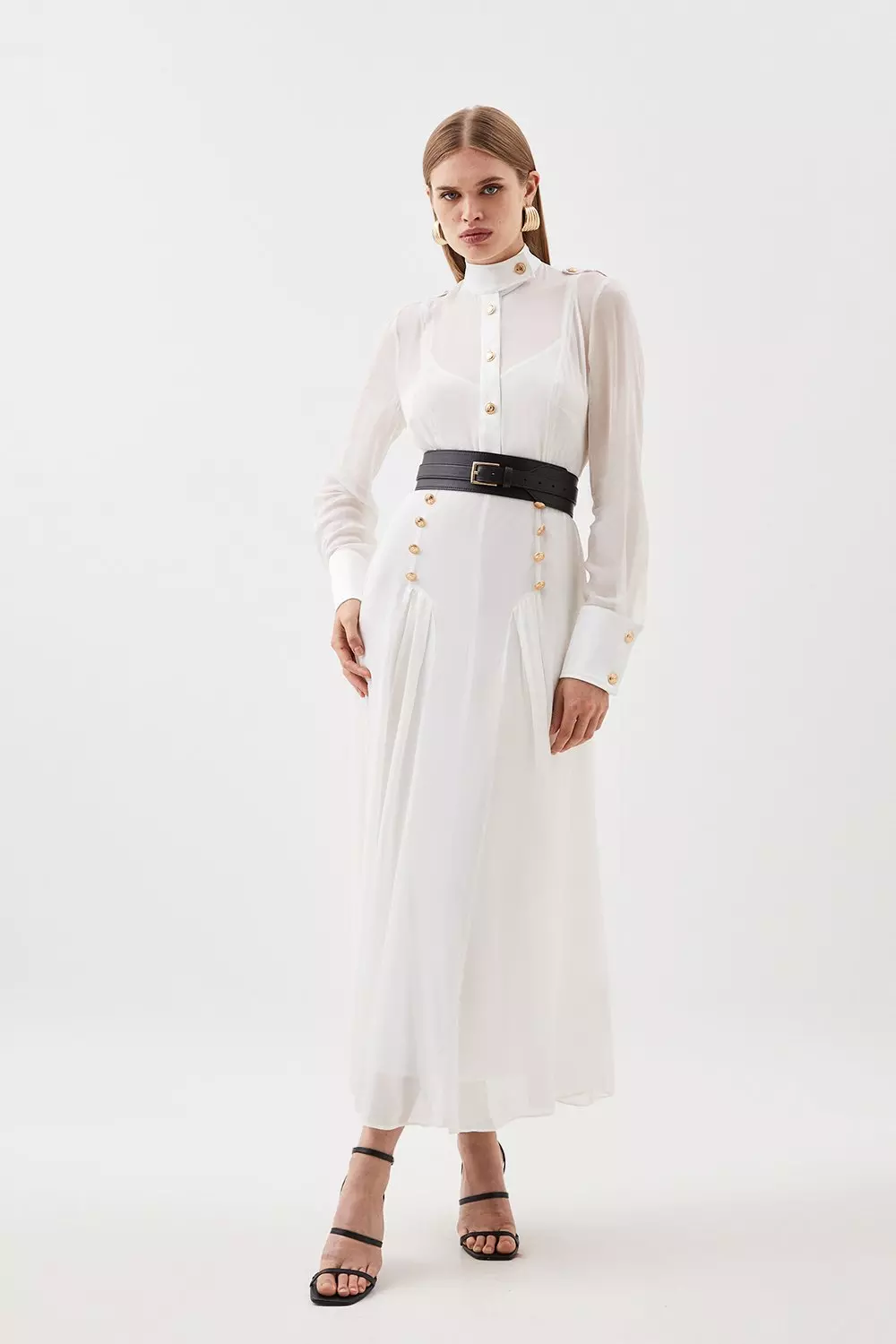 Karen millen hotsell white belted dress