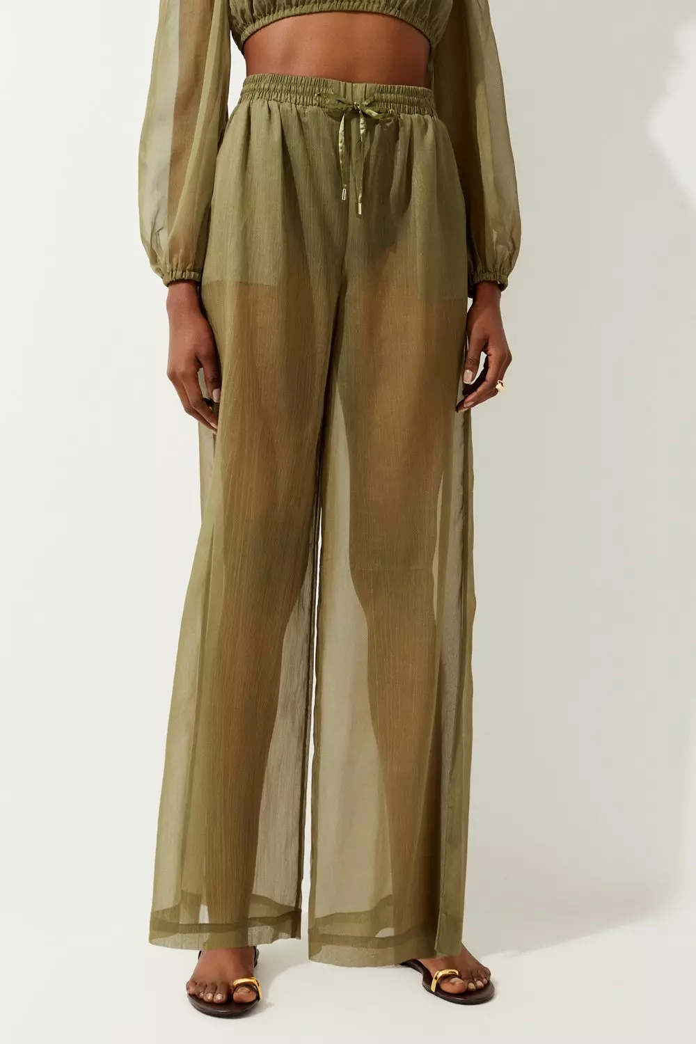 Silk Viscose Wide Leg Beach Pants