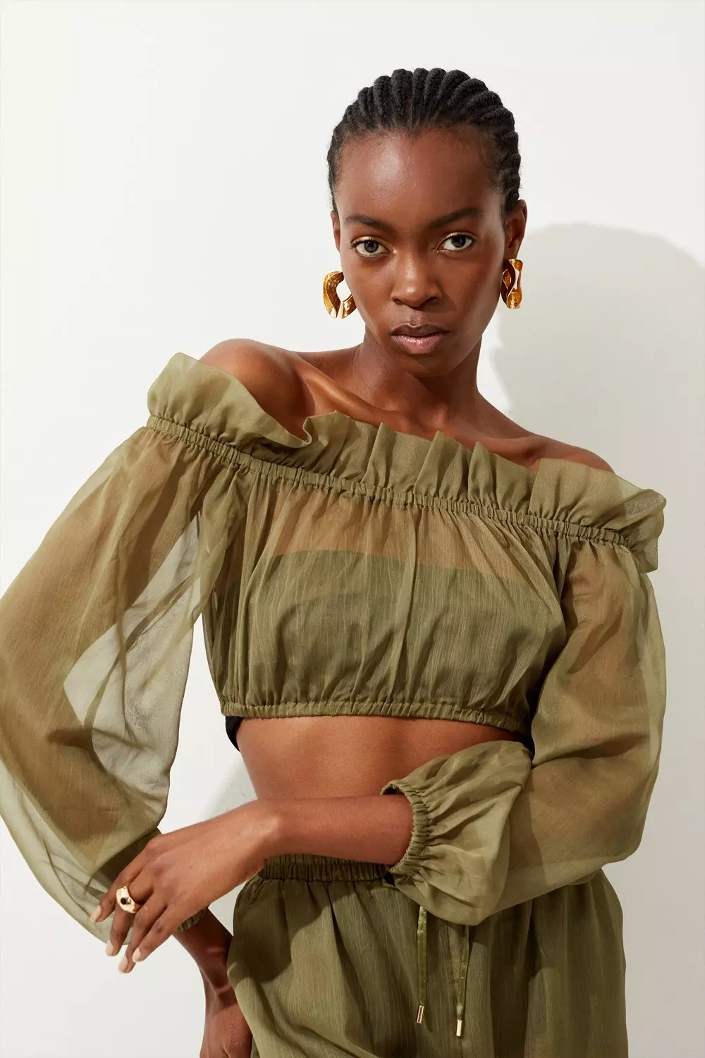 Khaki best sale bardot top