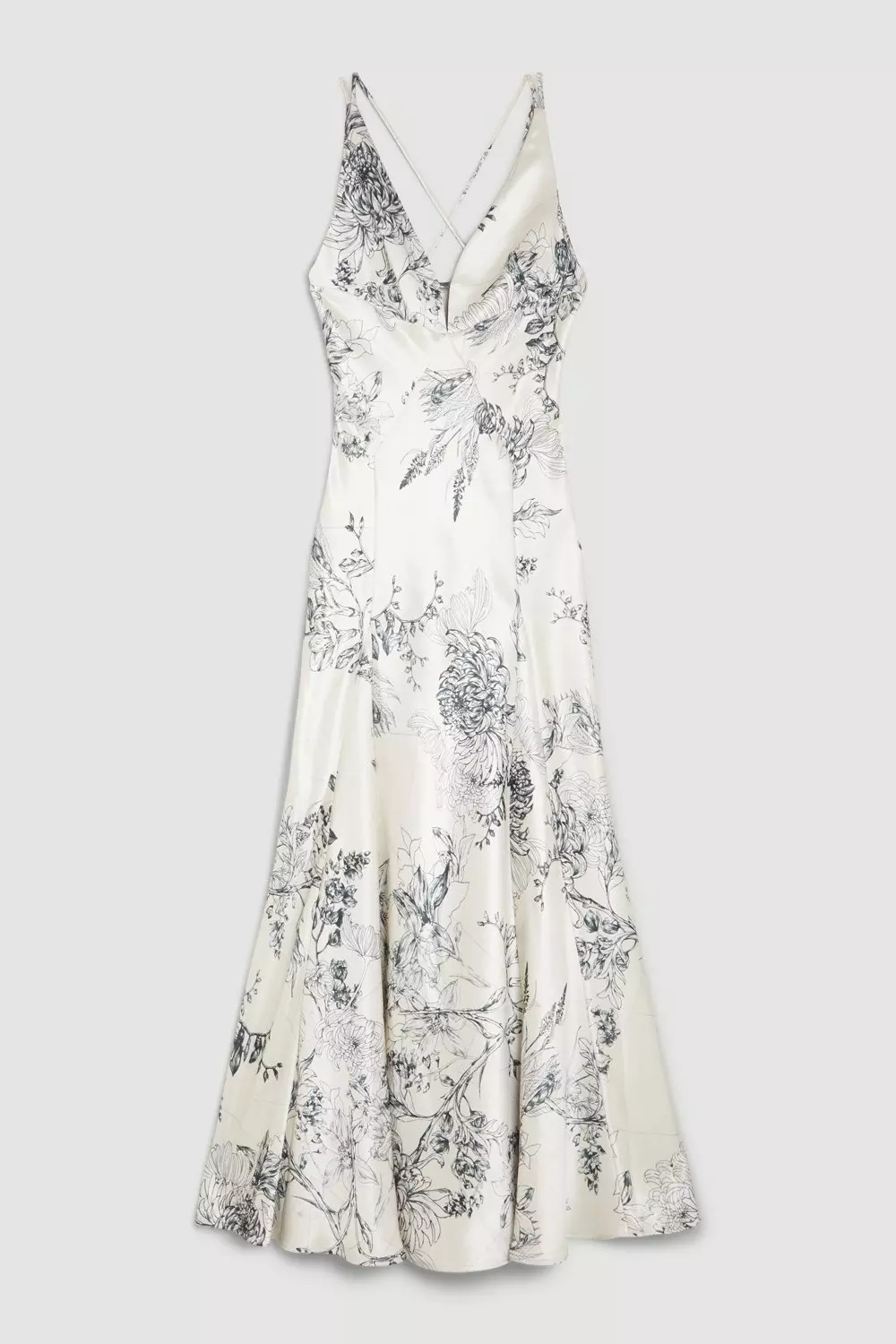 Floral Premium Satin Panelled Woven Maxi Dress | Karen Millen