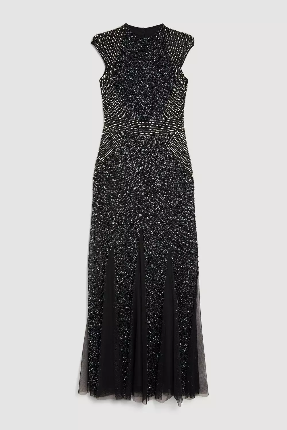 Petite Cap Sleeve Embellished Woven Maxi Dress Karen Millen