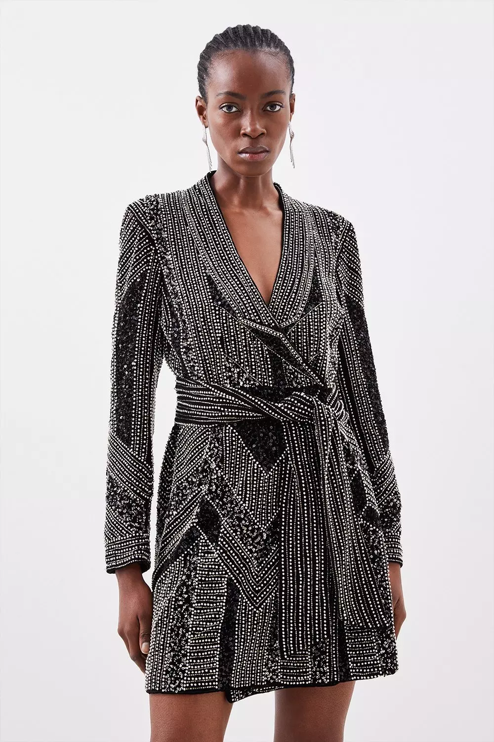 Velvet Embellished Blazer Mini Dress | Karen Millen