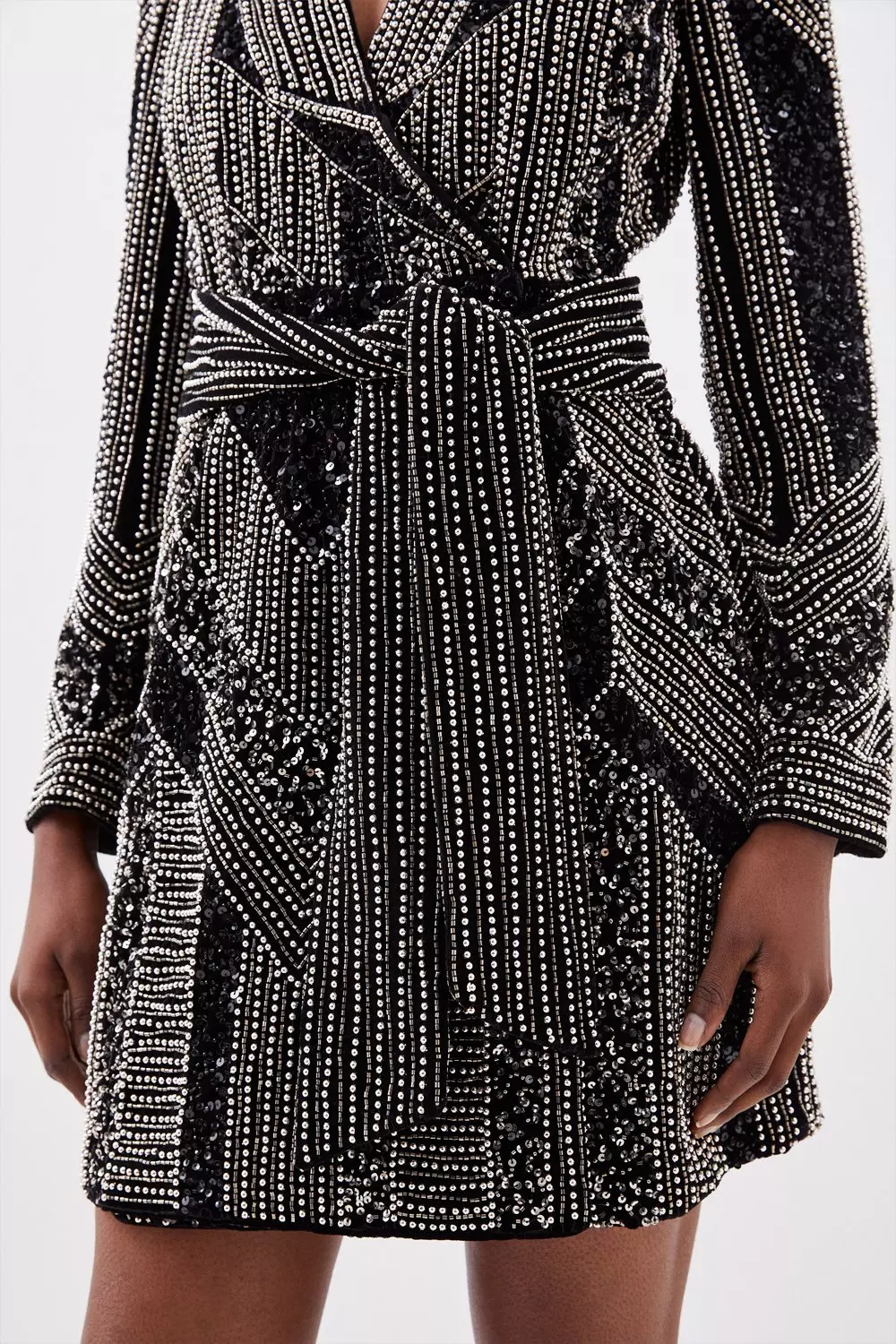 Warehouse velvet hotsell embellished wrap dress