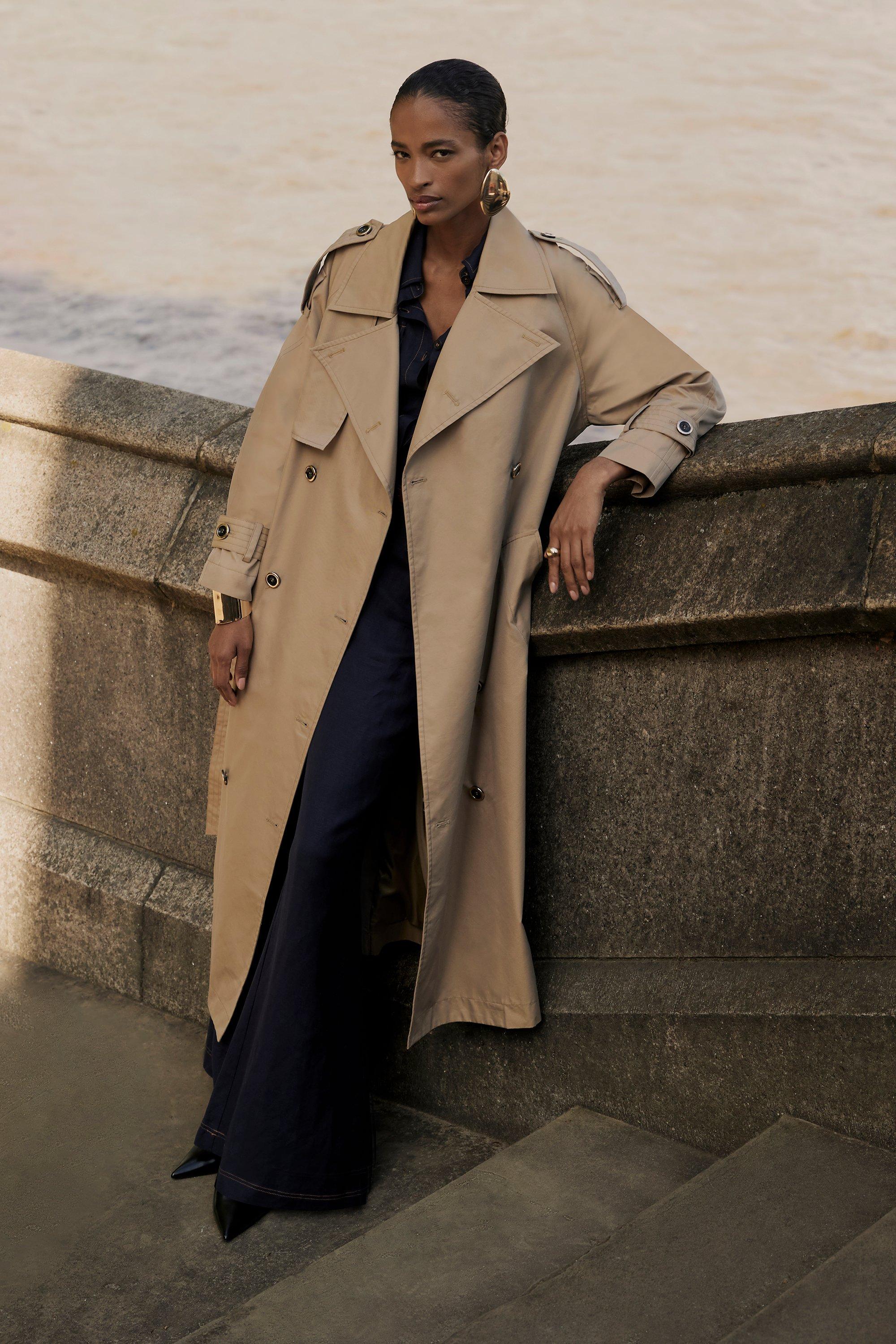 Relaxed Belted Longline Tailored Trench Coat Karen Millen