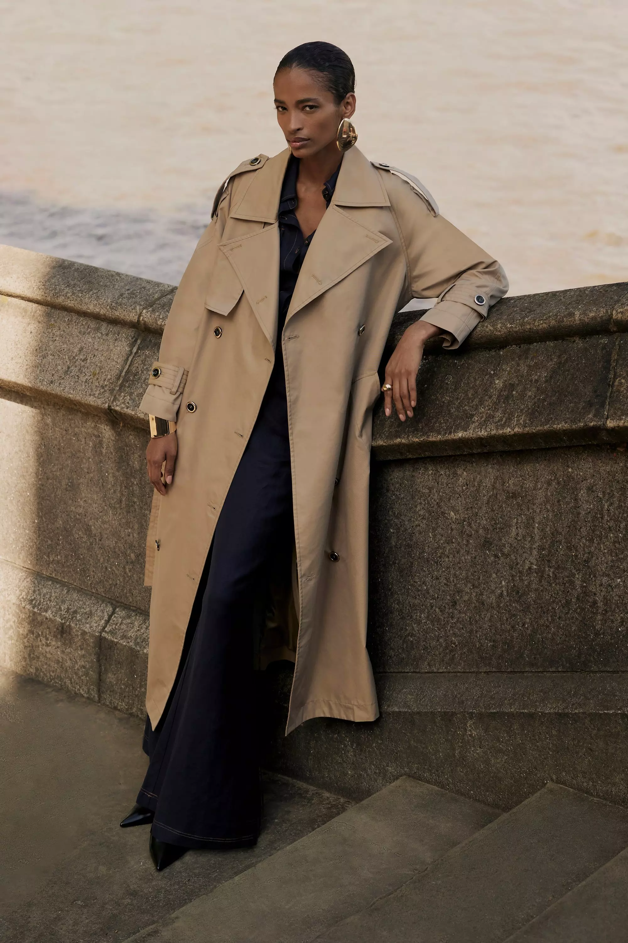 Relaxed Belted Longline Tailored Trench Coat