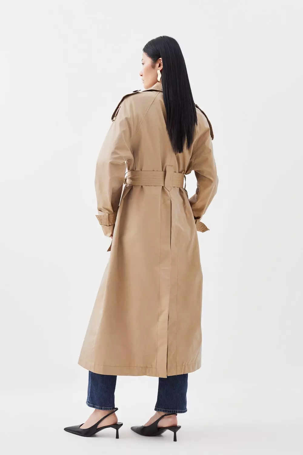 Asymmetric Tailored Longline Coat - Beige