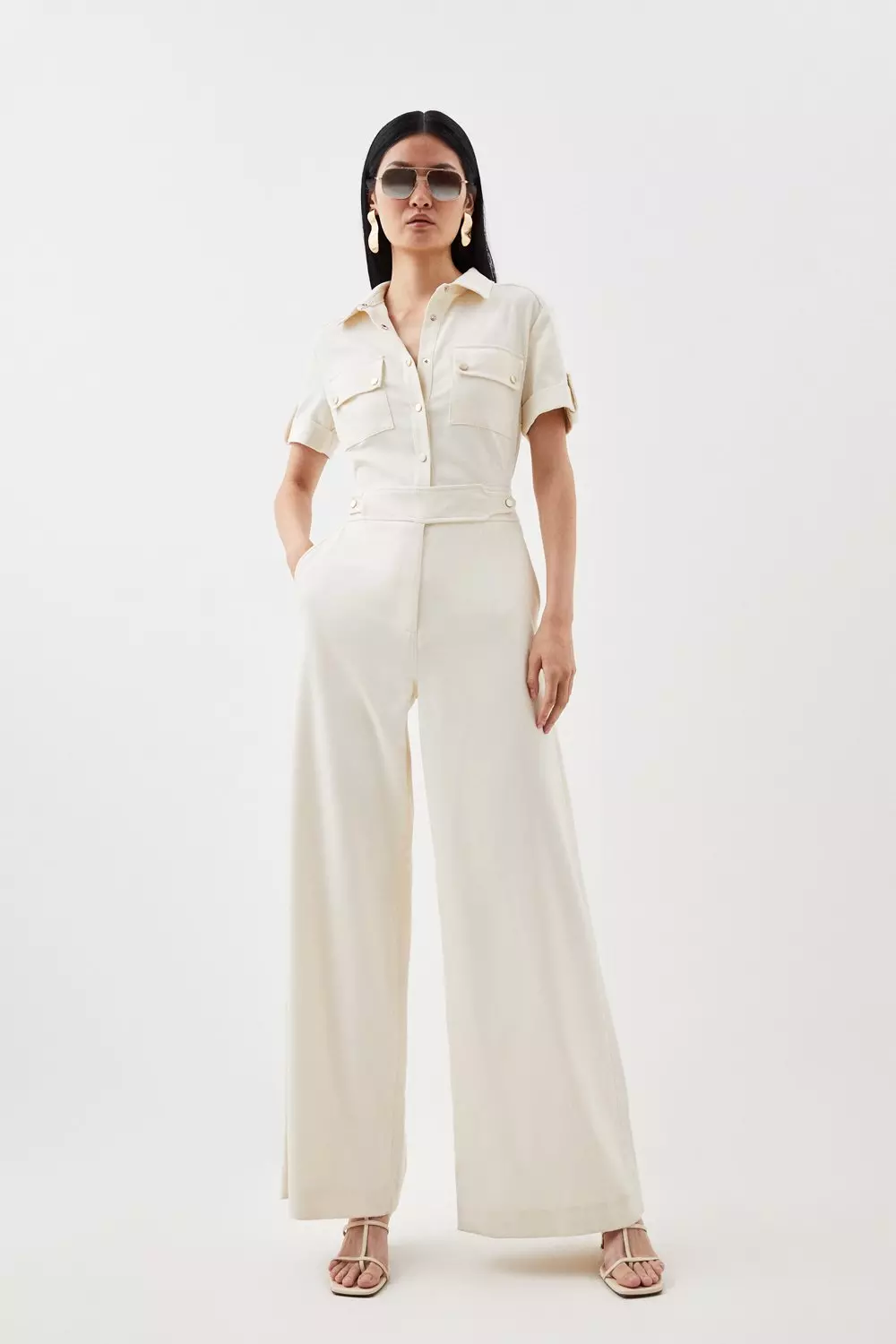 Relaxed Tailored Belted Utility Pocket Jumpsuit Karen Millen, Karen Millen  Utility Jumpsuit
