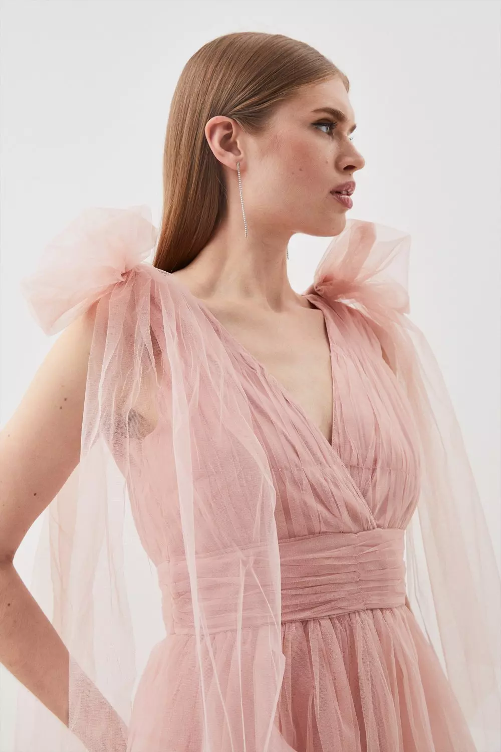 Tulle midi dress outlet with ribbon ties