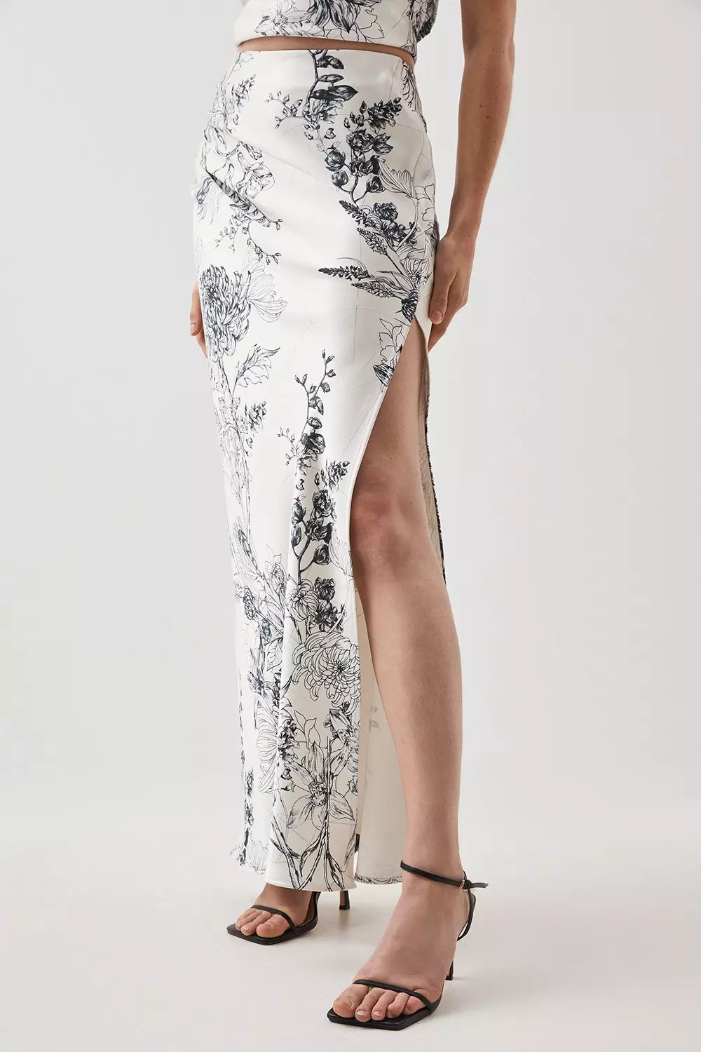 Floral Premium Satin Maxi Skirt